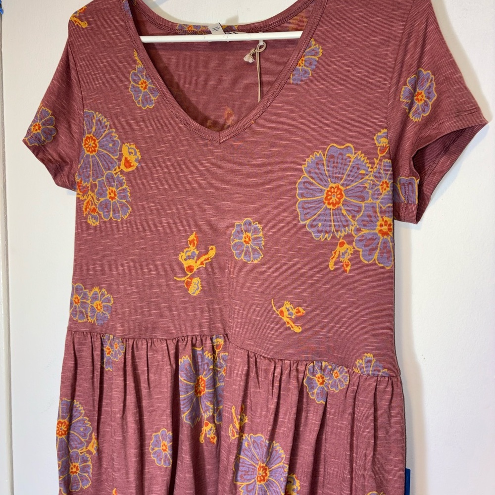 Toad & Co Marley Tiered SS Dress Size S Purple Agate Zinnia Print Pockets - Picture 5 of 10